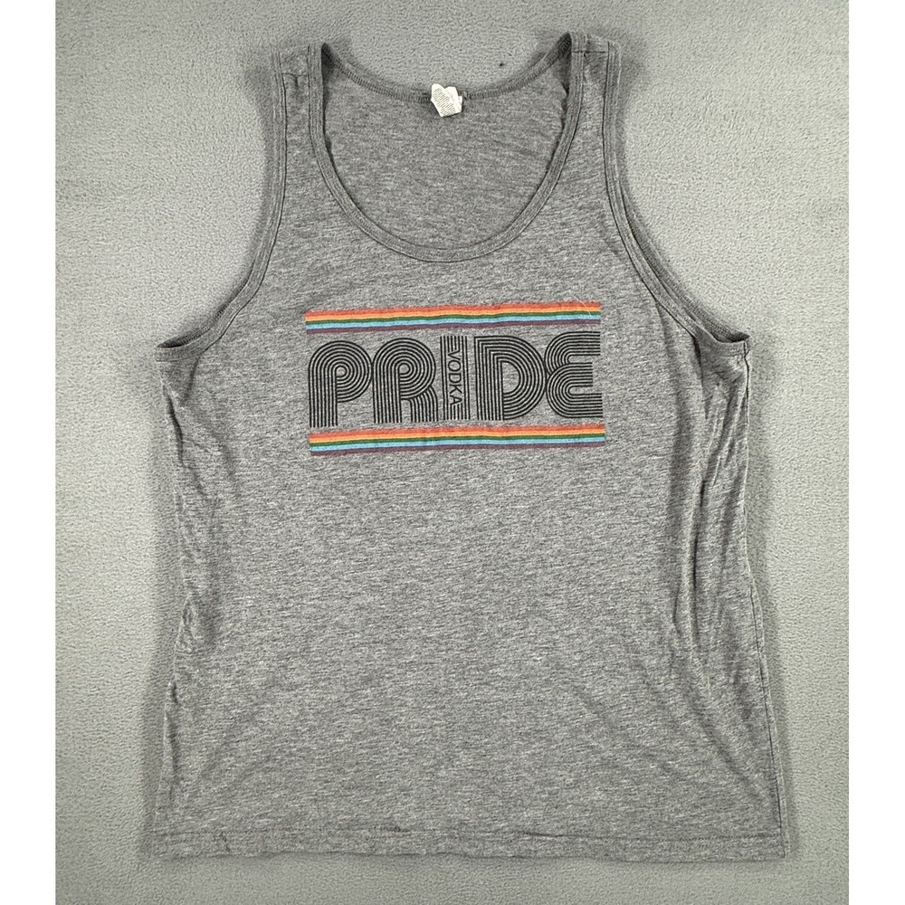Pride Vodka Men's Medium PRIDE Tank Top Gray Rainbow